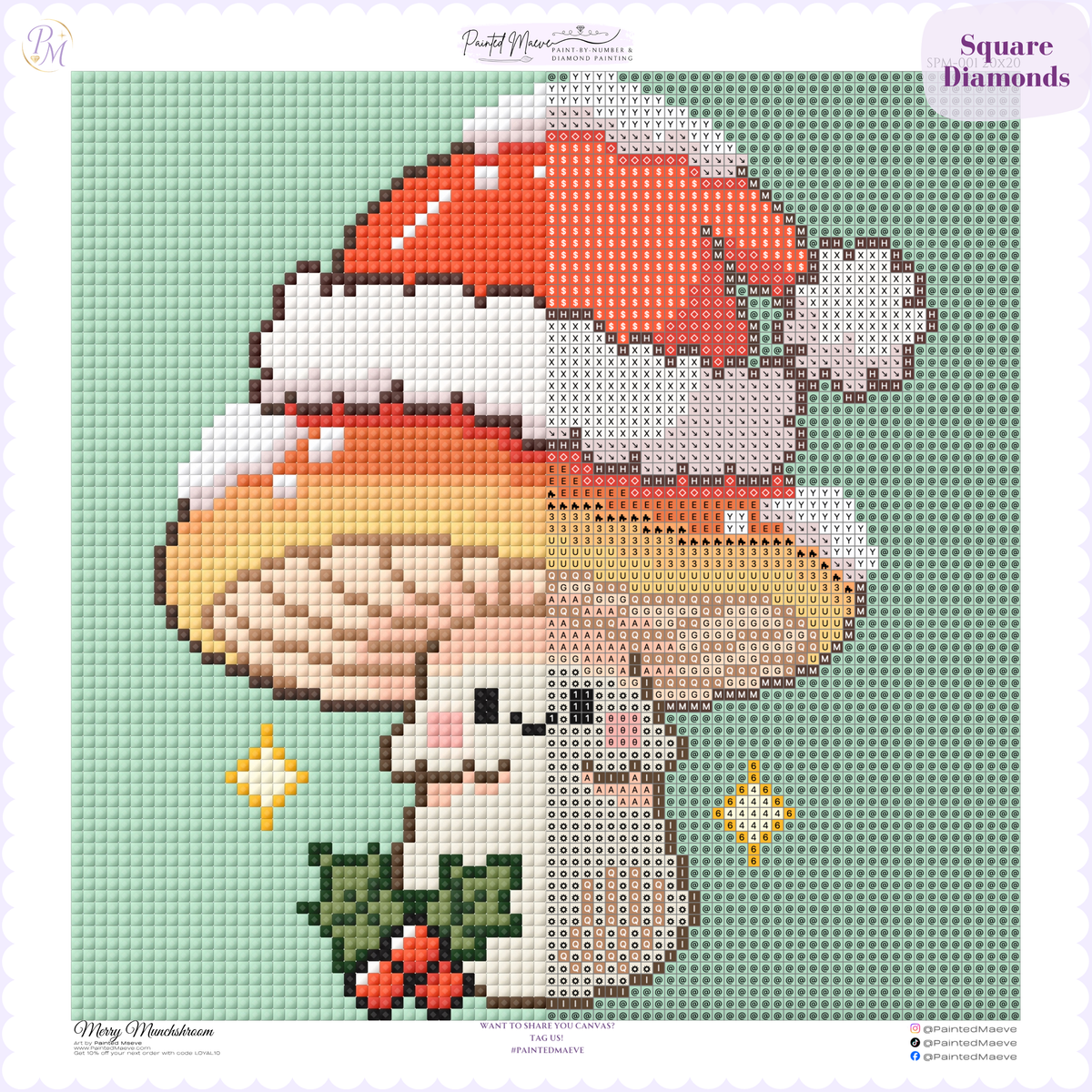 Merry Munchshroom Hand-Rendered Diamond Painting