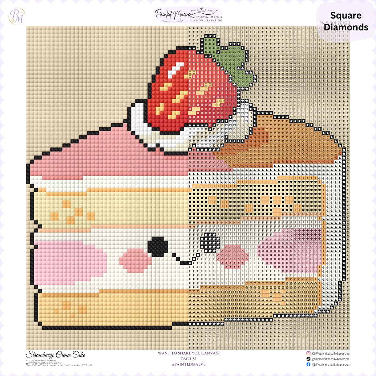 Strawberry Créme Cake Hand-Rendered Diamond Painting