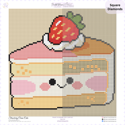 Strawberry Créme Cake Hand-Rendered Diamond Painting