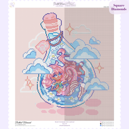 Bottled Mermaid Hand-Rendered Diamond Painting