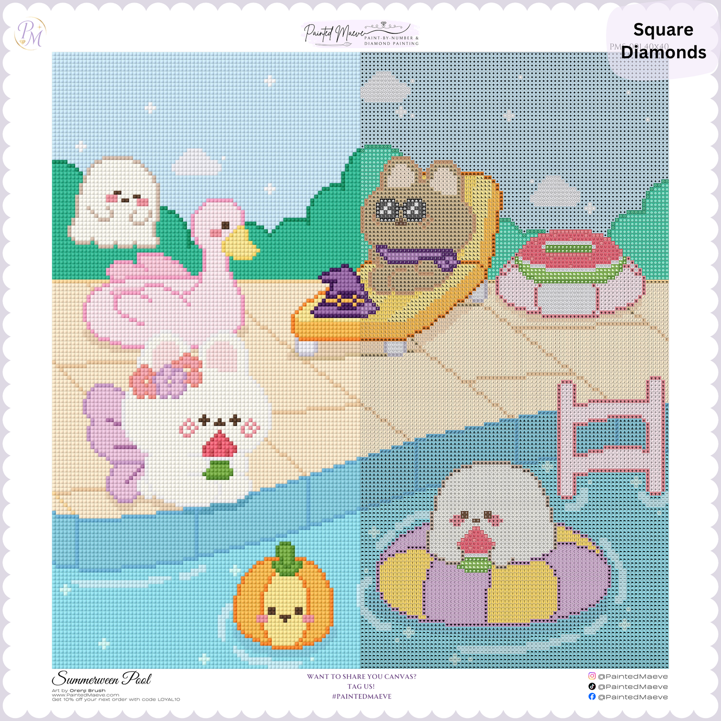 Summerween Pool: Hand-Rendered Diamond Painting