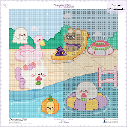 Summerween Pool: Hand-Rendered Diamond Painting