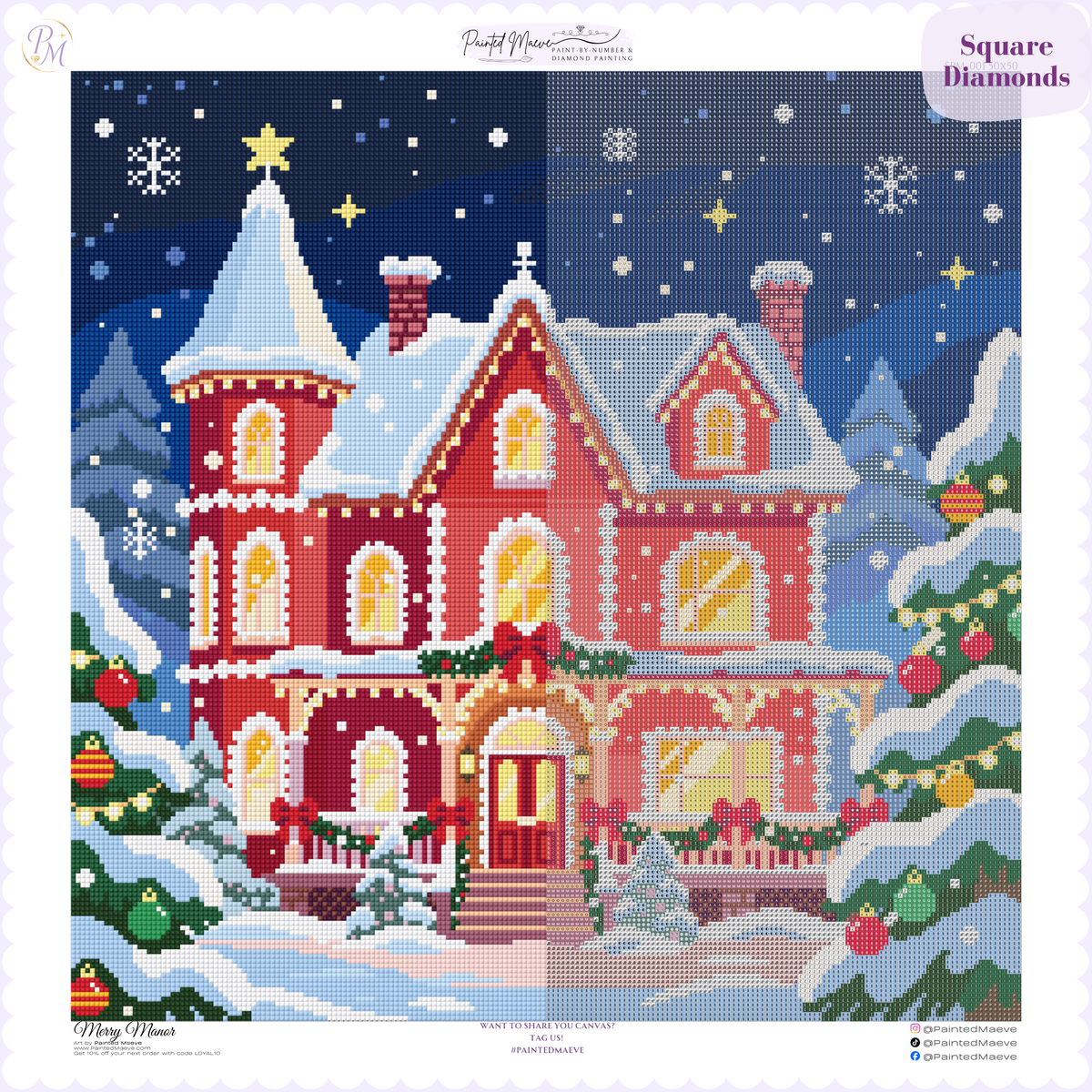 Merry Manor Hand-Rendered Diamond Painting