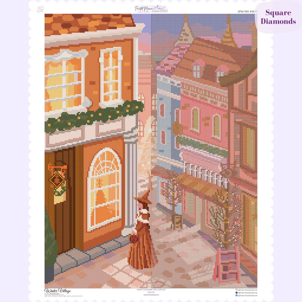Winter Village Hand-Rendered Diamond Painting