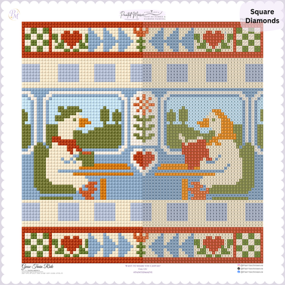 Geese Train Ride: Hand-Rendered Diamond Painting