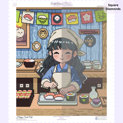 Happy Sushi Chef Hand-Rendered Diamond Painting