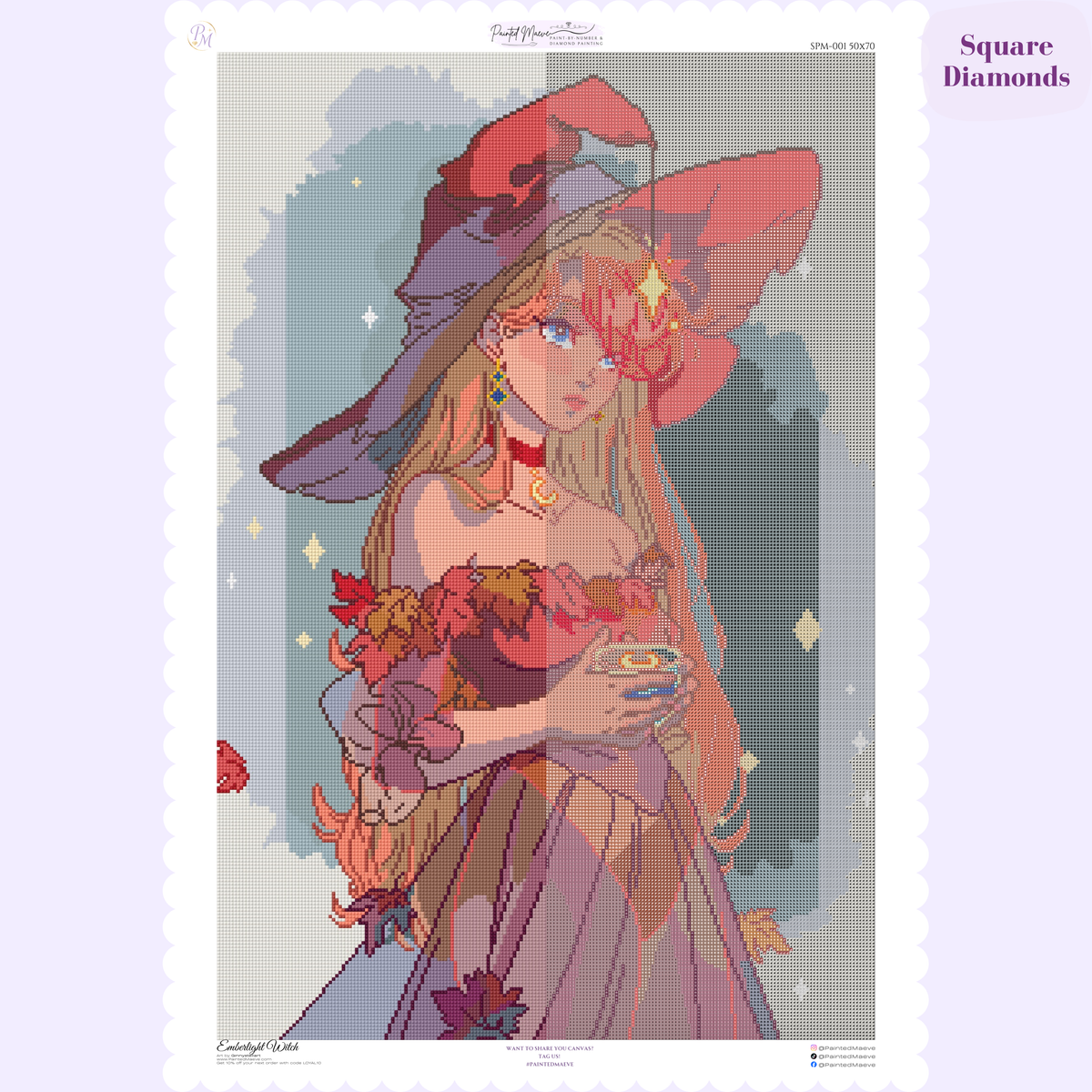 Emberlight Witch Hand-Rendered Diamond Painting