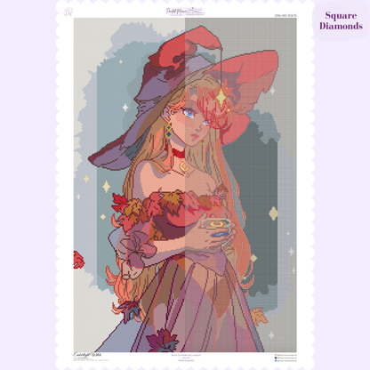 Emberlight Witch Hand-Rendered Diamond Painting