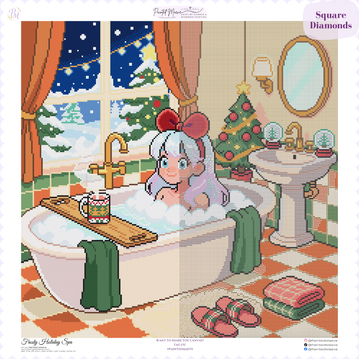 Frosty Holiday Spa Hand-Rendered Diamond Painting
