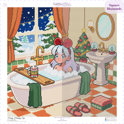 Frosty Holiday Spa Hand-Rendered Diamond Painting