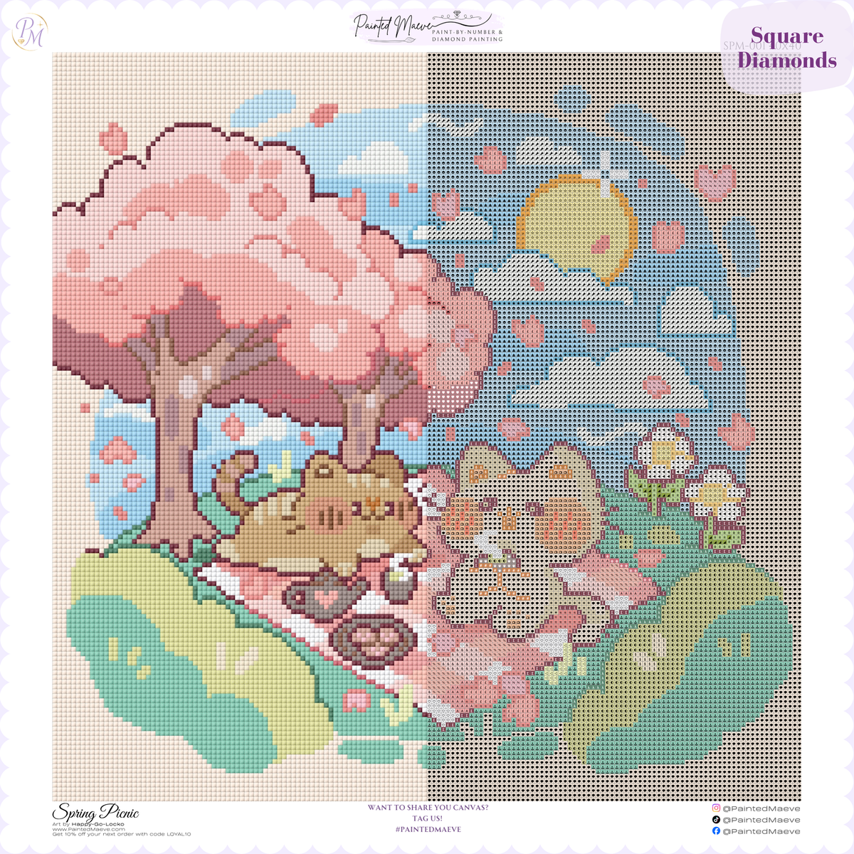 Spring Picnic Hand-Rendered Diamond Painting