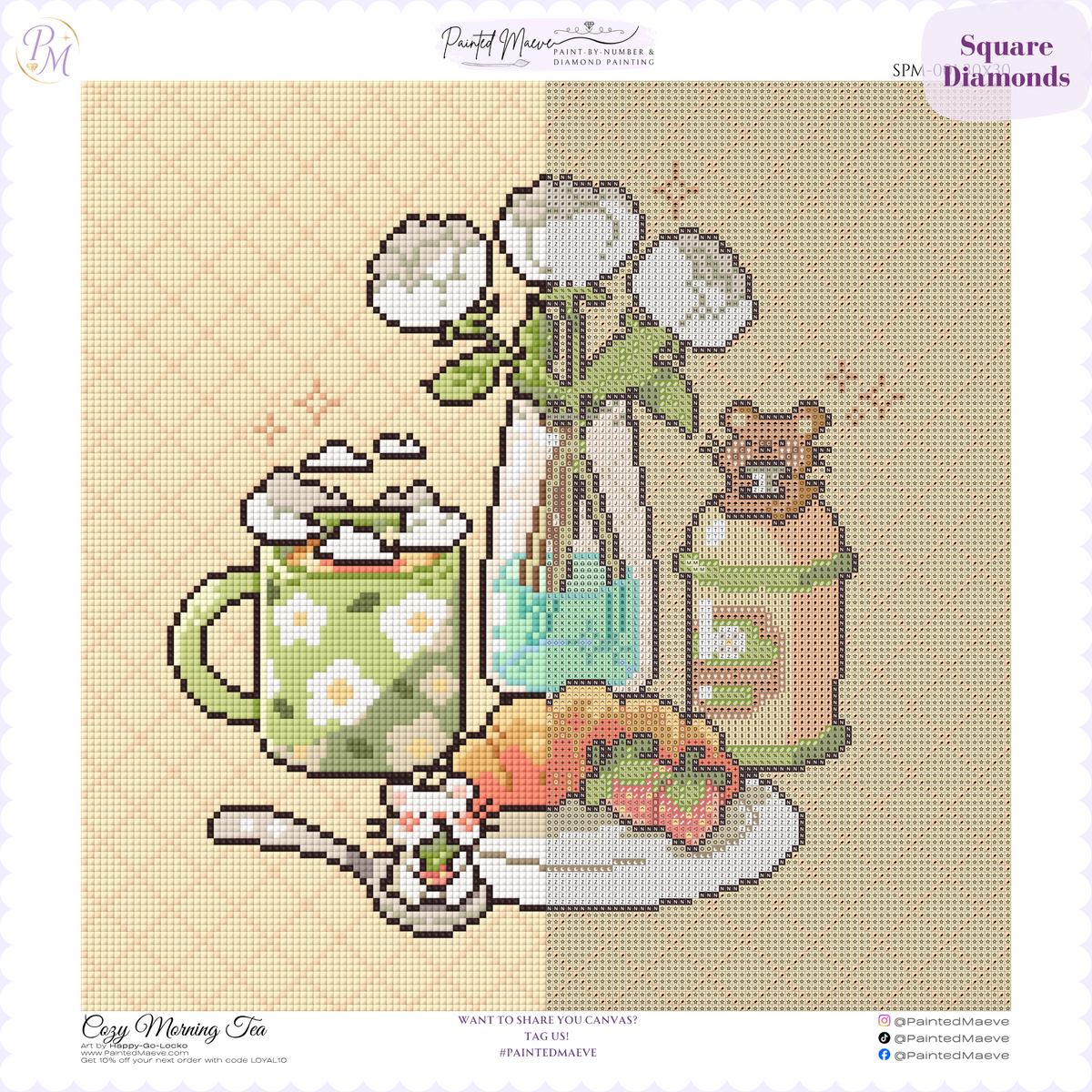 Cozy Morning Tea Hand-Rendered Diamond Painting