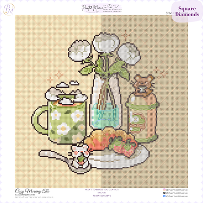 Cozy Morning Tea Hand-Rendered Diamond Painting