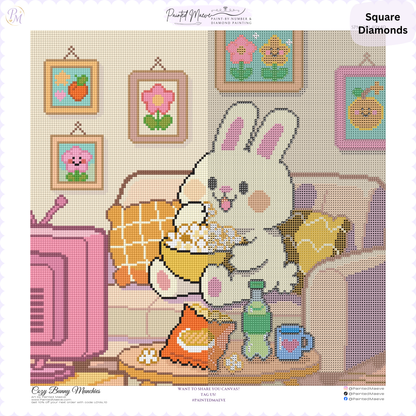Cozy Bunny Munchies Hand-Rendered Diamond Painting