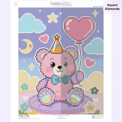 Party Teddy Hand-Rendered Diamond Painting