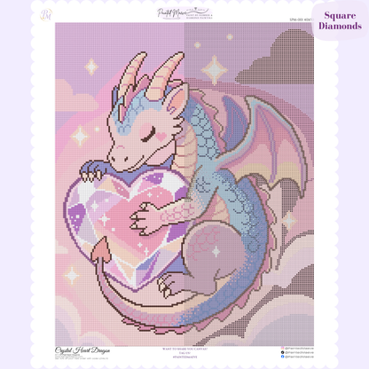 Crystal Heart Dragon Hand-Rendered Diamond Painting