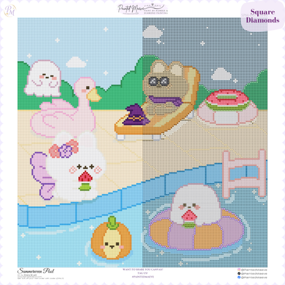Summerween Pool Hand-Rendered Diamond Painting