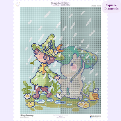 Rainy Wandering Hand-Rendered Diamond Painting