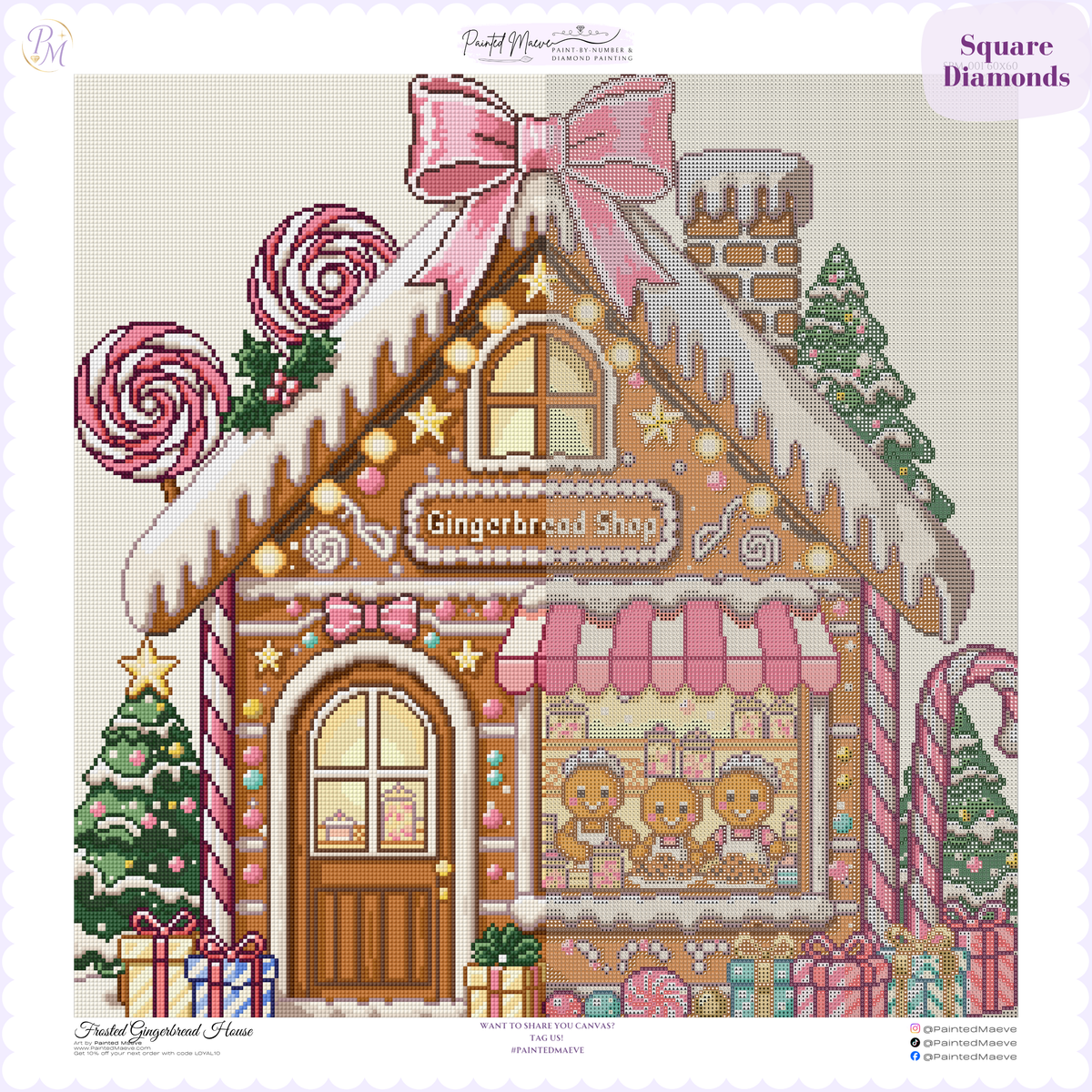 Frosted Gingerbread Shop Hand-Rendered Diamond Painting