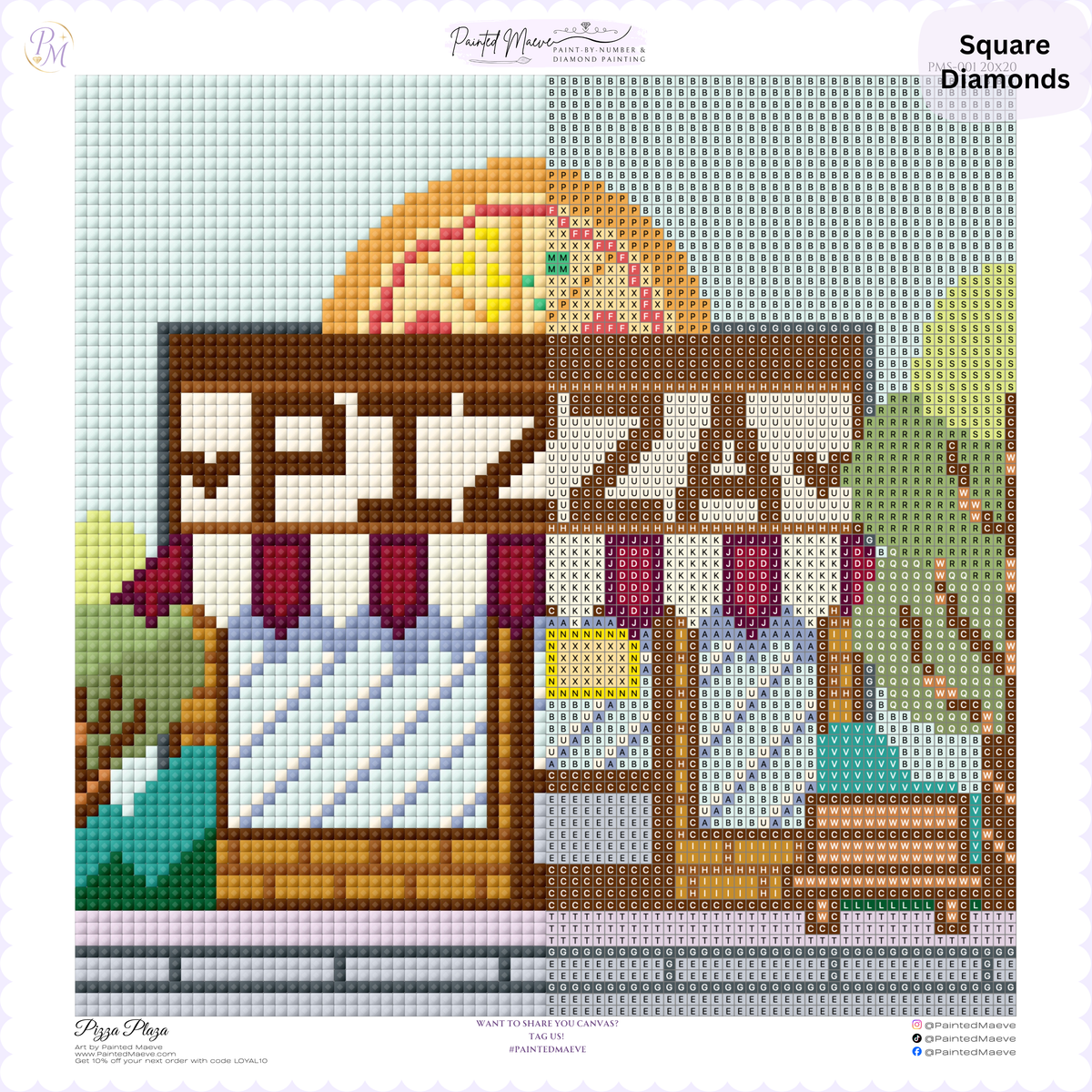 Pizza Plaza Hand-Rendered Diamond Painting