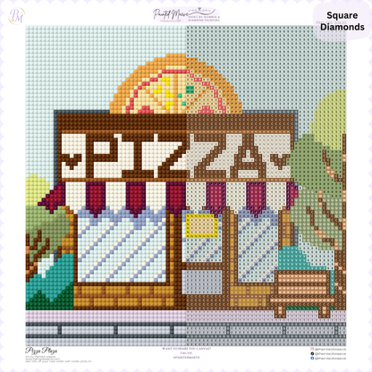 Pizza Plaza Hand-Rendered Diamond Painting