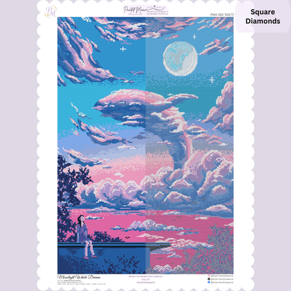 Moonlight Whale Dreams: Hand-Rendered Diamond Painting