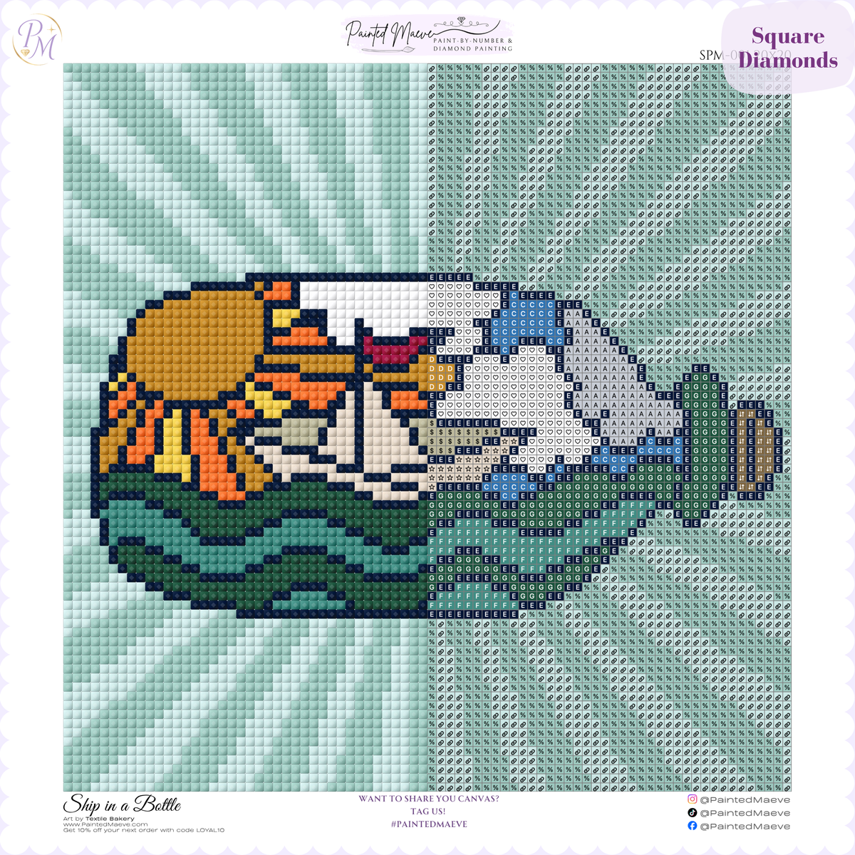 Ship in a Bottle Hand-Rendered Diamond Painting
