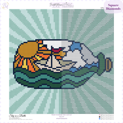 Ship in a Bottle Hand-Rendered Diamond Painting