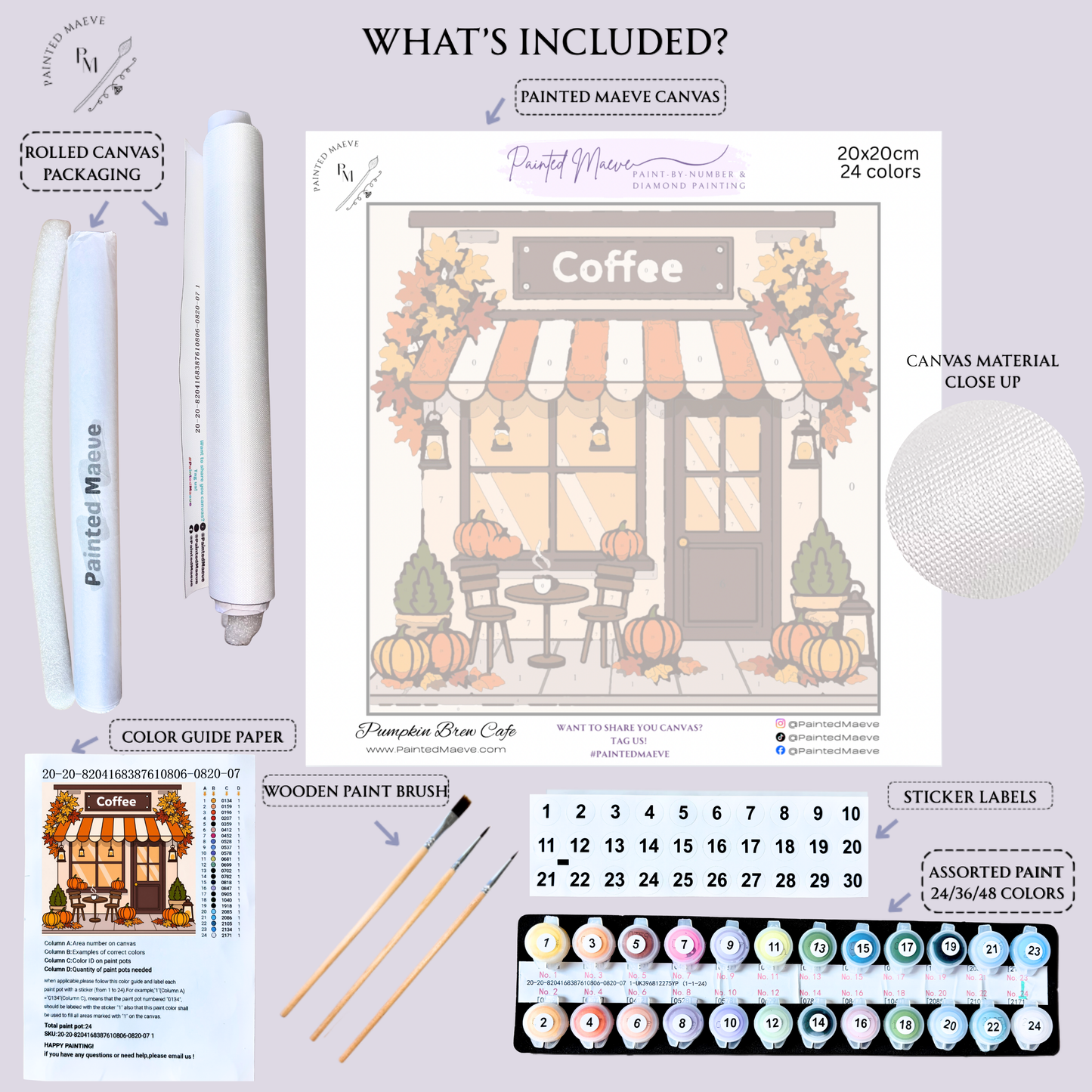 Pumpkin Brew Cafe: Paint-by-Number Collection (24/36/48 colors | No Frame)