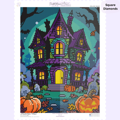 Haunted Glow Manor Hand-Rendered Diamond Painting