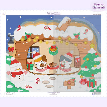 Christmas Cabin Hand-Rendered Diamond Painting
