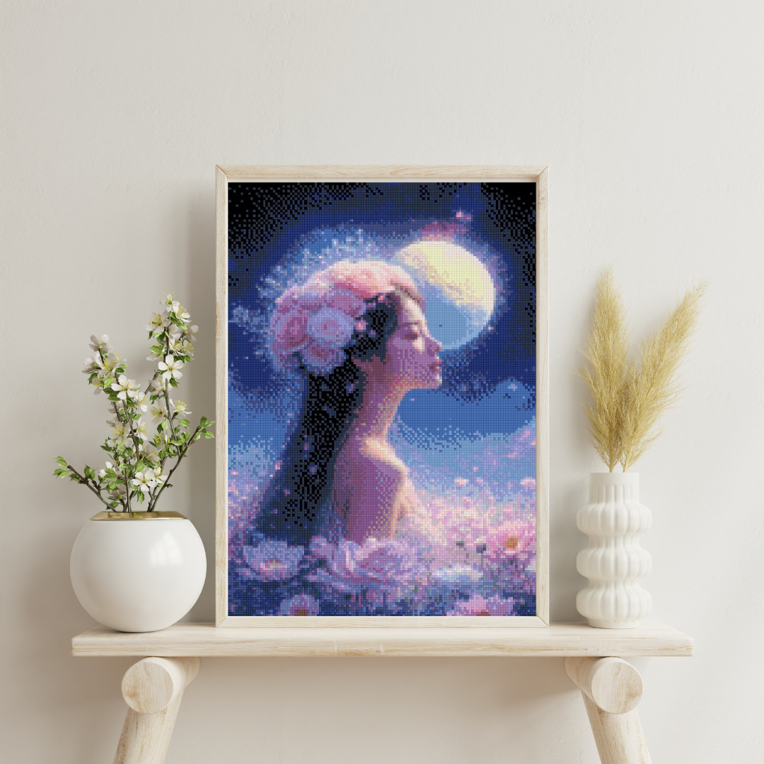 Moonlit Blossom Enchantress: Diamond Painting Collection