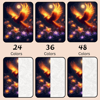 Golden Phoenix Glow: Paint-by-Number Collection (24/36/48 colors | No Frame)