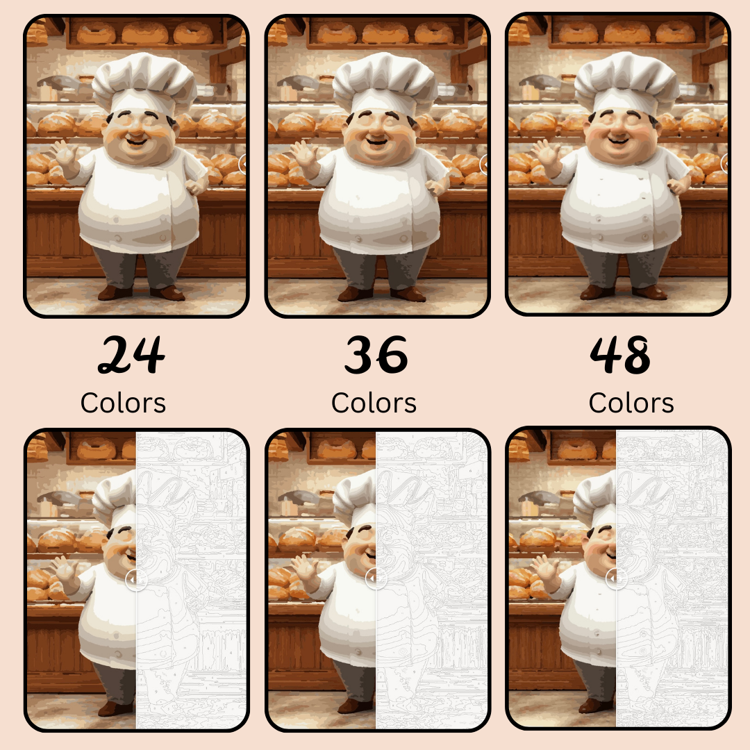 Friendly Baker Man: Paint-by-Number Collection (24/36/48 colors | No Frame)
