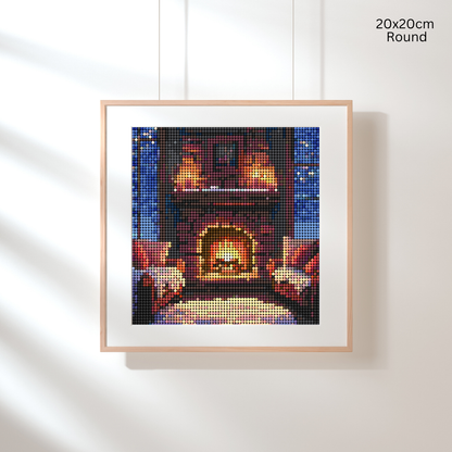 Snowy Fireplace: Diamond Painting Christmas Collection