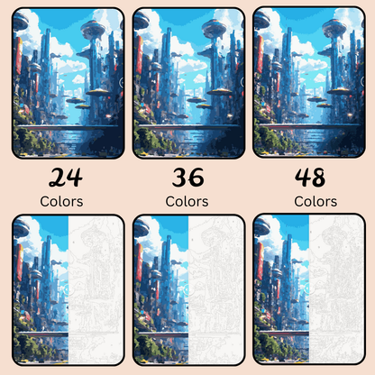 Skyward Metropolis: Paint-by-Number Collection (24/36/48 colors | No Frame)