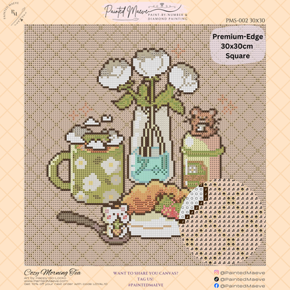 Cozy Morning Tea: Hand-Rendered Diamond Painting Collection