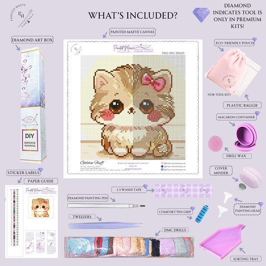 Golden Fluff: Hand-Rendered Diamond Painting Collection