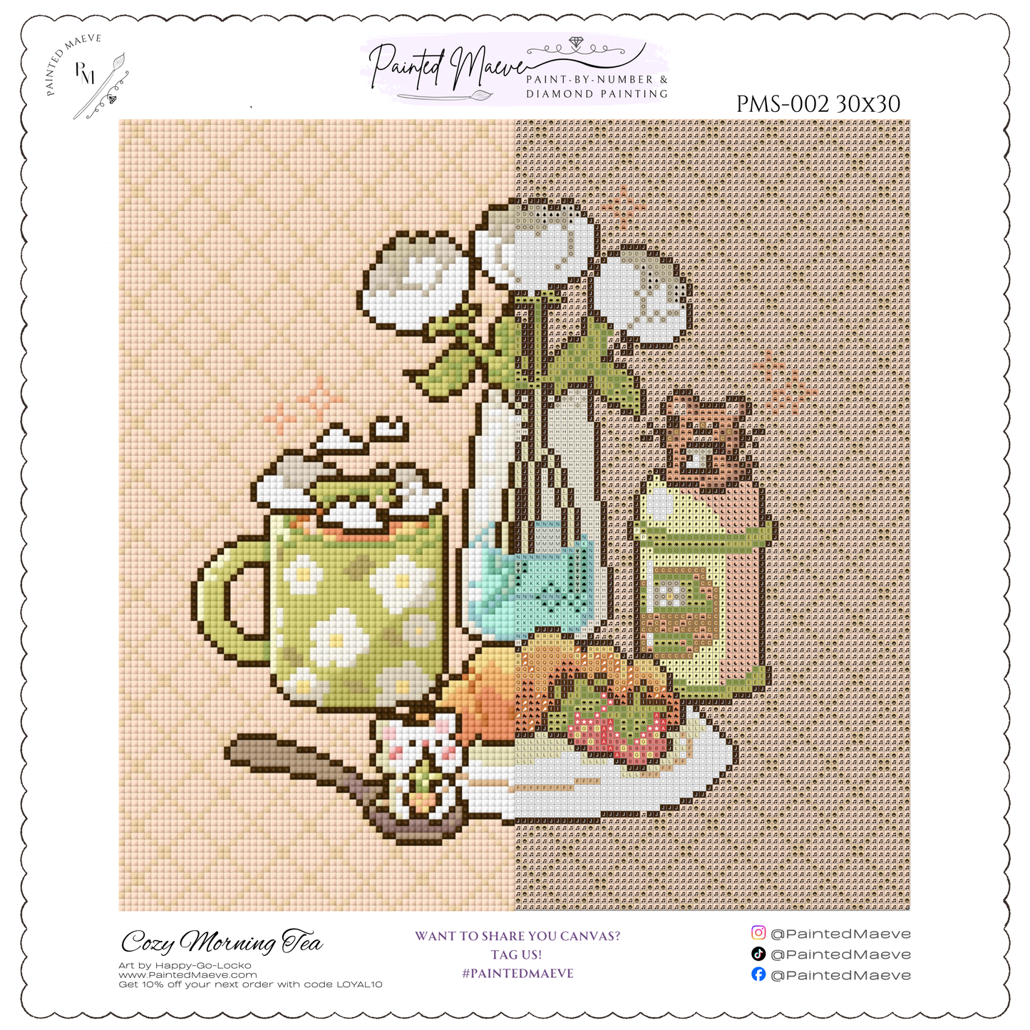 Cozy Morning Tea: Hand-Rendered Diamond Painting Collection
