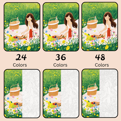 Sunny Picnic Bliss: Paint-by-Number Collection (24/36/48 colors | No Frame)