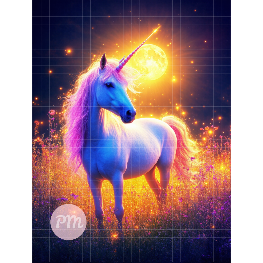 Moonlit Magic Unicorn: Diamond Painting Collection