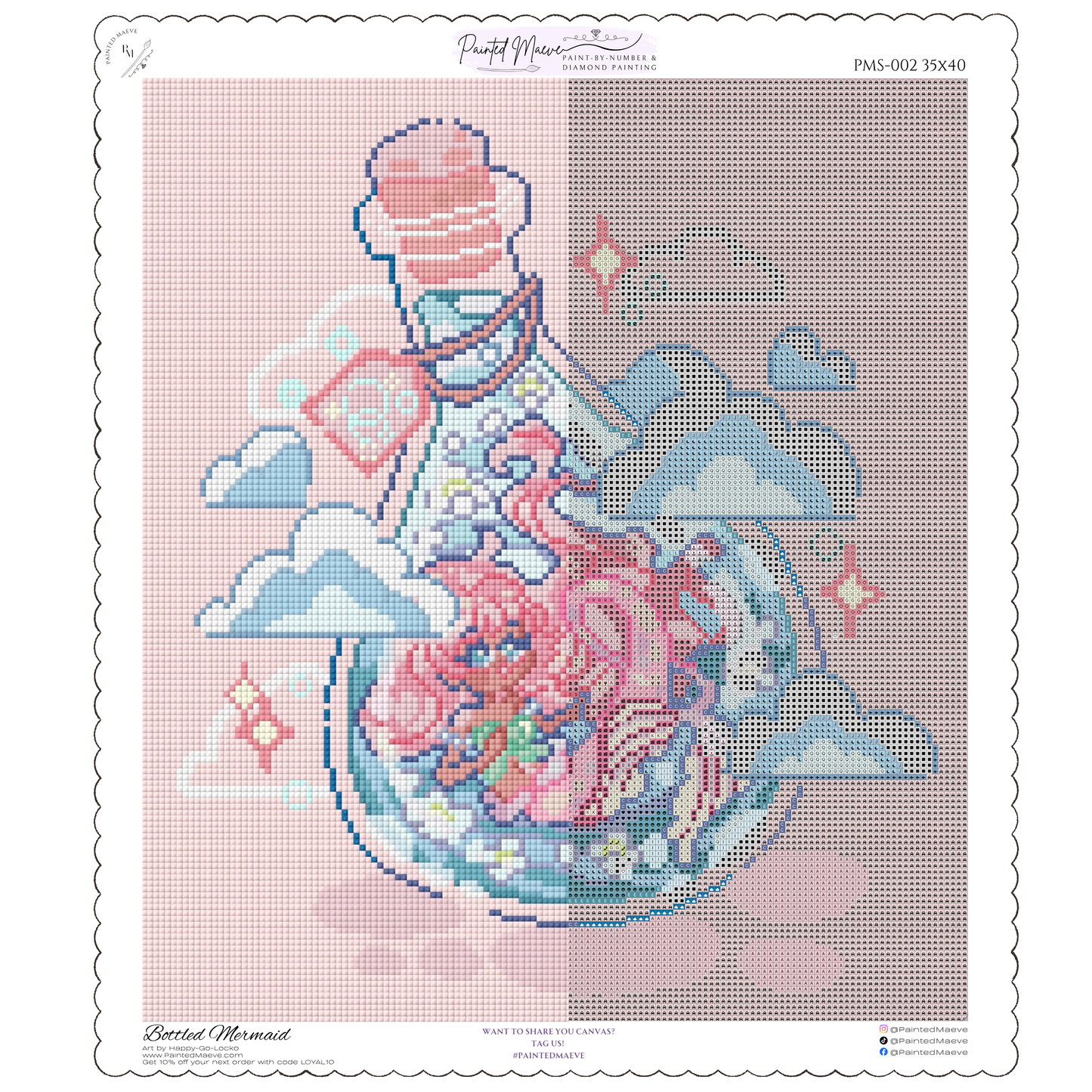 Bottled Mermaid: Hand-Rendered Diamond Painting