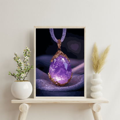 Mystic Amethyst Pendant: Paint-by-Number Collection (24/36/48 colors | No Frame)