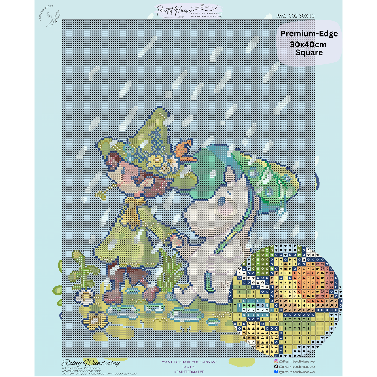 Rainy Wandering: Hand-Rendered Diamond Painting