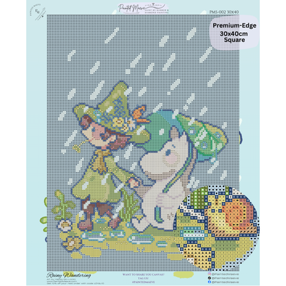 Rainy Wandering: Hand-Rendered Diamond Painting