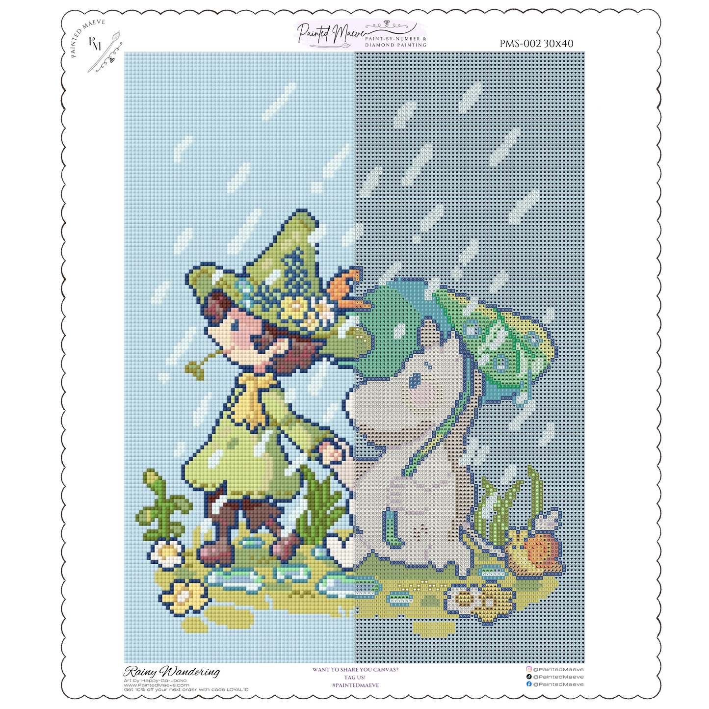 Rainy Wandering: Hand-Rendered Diamond Painting