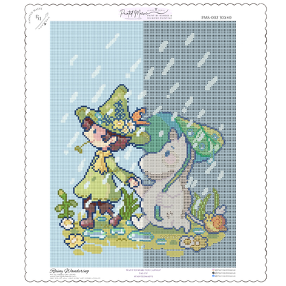 Rainy Wandering: Hand-Rendered Diamond Painting