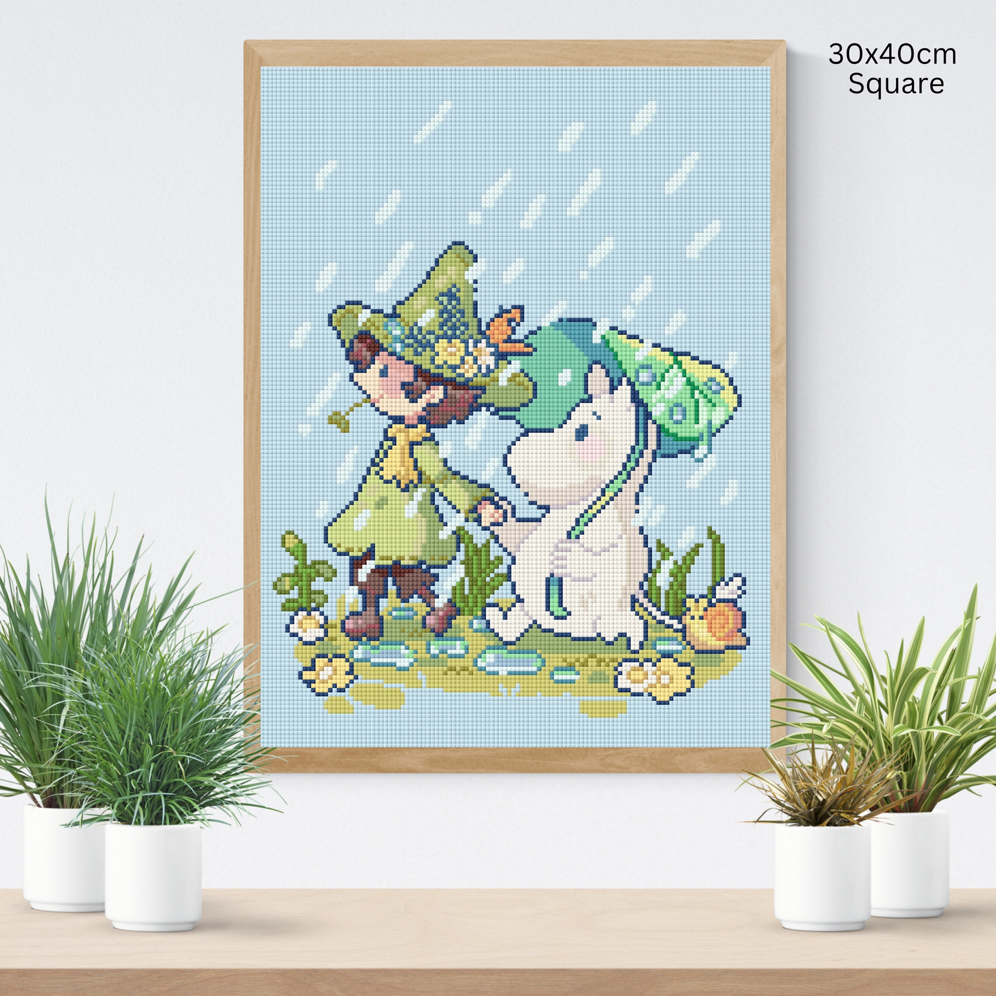 Rainy Wandering: Hand-Rendered Diamond Painting