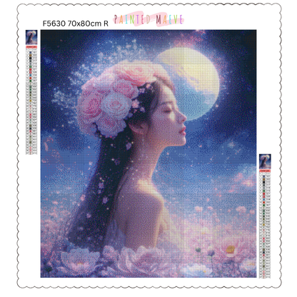 Moonlit Blossom Enchantress: Diamond Painting Collection
