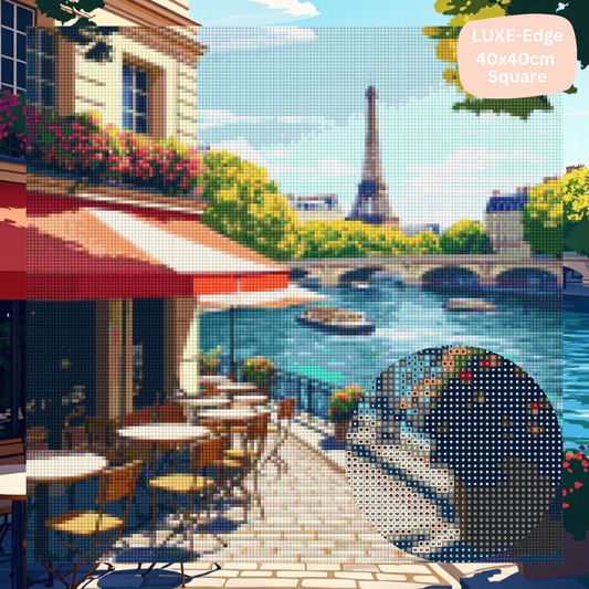 Eiffel’s Riverside Charm: Diamond Painting Collection